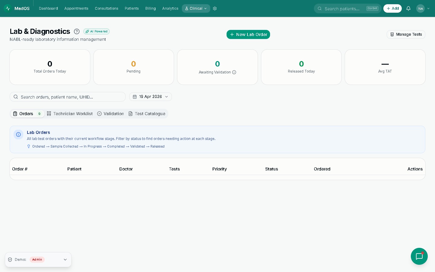 Lab & Diagnostics — MedOS screenshot